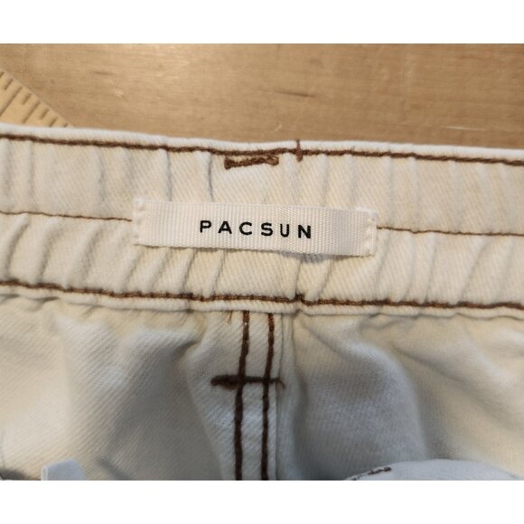 PacSun‎ Elastic Waist Cargo White Cream Cotton Pants Womens Medium (28x27) EUC - Picture 8 of 13
